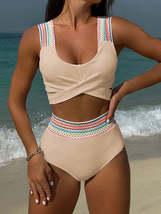 Beach Rainbow Ribbon Series High Waisted Two-Piece Swimsuit Bikini - £16.36 GBP