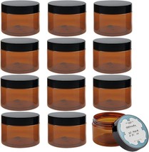4 oz Amber Plastic Jars with Lids and Labels12 Pack Refillable Empty Rou... - £14.76 GBP