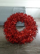 (1) Christmas Tinsel Christmas Wreath Hanger Red  . New. Christmas House - £15.06 GBP