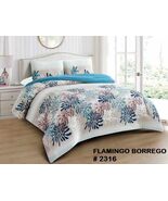 FLAMINGO LEAVES MULTICOLOR BLANKET WITH SHERPA SOFTY AND WARM 3 PCS QUEE... - $81.98 CAD