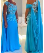 Off The Shoulder Chiffon Irregular Shoulder Strap Lace Mother of The Bri... - $138.00