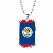 Express Your Love Gifts Belize Flag Necklace Belize Flag Engraved Stainless Stee - £46.89 GBP
