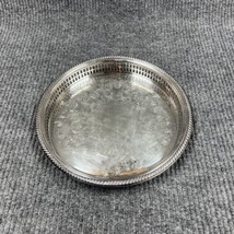 VTG Newport Silverplate YB165 Round 10” Serving Tray Floral Etched Pierc... - £19.53 GBP