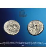 100-50 BC Celtique Gual France Sequani Ar Argent Quinarius Brockage Erre... - £138.30 GBP