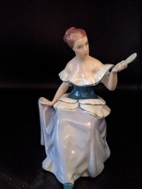 1960s Vintage Royal Dux Bohemia Lady With Mirror Porcelain Figurine Marked 6&quot; - £44.32 GBP