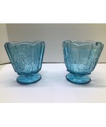 Glass Footed Dish Compote ~ blue ~ Embossed Grapes &amp; Leaves ~ FL 46 ~ vi... - €25,94 EUR