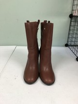 Nine West Women&#39;s HARBOURNO Cognac Leather High Heel Mid-Calf Boots Size 9.5 - £40.83 GBP