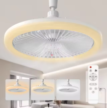 Socket Fan Light Small Ceiling Fan with LED Light and Remote, White - $38.09