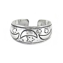 Sterling Silver Moon and Star Band Adjustable Toe Ring - $12.99