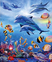 500 Piece Jigsaw Puzzle for Adults Underwater World Puzzle Dolphin, Fish... - $37.31