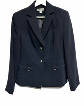 Dress Barn Navy Blue Jacket Blazer Sharp Lines Lined Career Casual 6 - £18.96 GBP