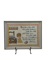 Vintage Needlepoint Framed Art PRAYER GOD BLESS THIS CHILD - $49.49