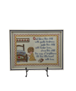 Vintage Needlepoint Framed Art PRAYER GOD BLESS THIS CHILD - $924.57 MXN