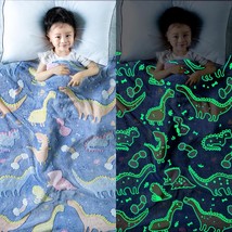 Glow In The Dark Dinosaur Blanket For Boys And Girls Funny Gift,Kids Bla... - £25.49 GBP