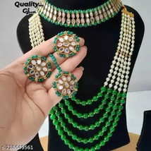 Joharibazar Indian Gold Plated Necklace Tika Kundan Choker Earring Jewelry Set c - £18.31 GBP