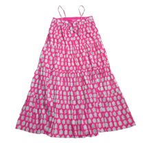 NWT SZ Blockprints x J.Crew Tie-front Tiered Maxi in Bright Pink Paisley Dress M - £77.58 GBP