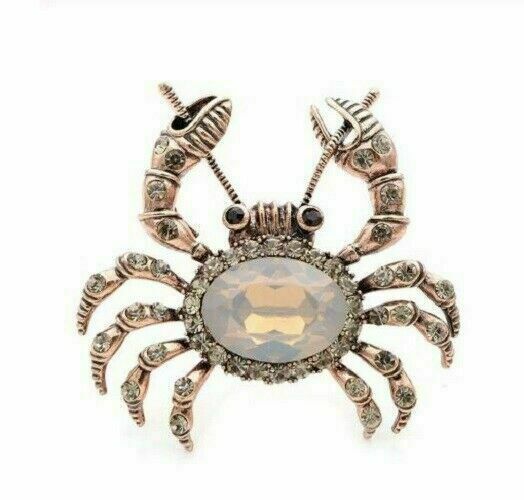 Primary image for Stunning Vintage Look Copper Colour Cream CRAB Designer Brooch Broach Pin B55