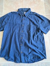 Faherty front button short sleeve Geometric blue cotton shirt Men size XXL - £24.87 GBP