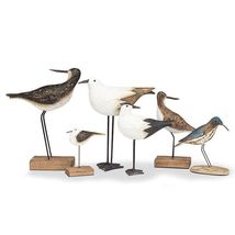 Tall Wading Bird Statue on Log with Metal Legs 11" high Resin Brown Gray Coastal image 3