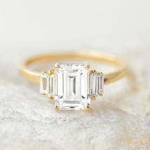 2.23 Ct Brilliant Emerald Cut Seven Stone Vintage Style Made Jewelry Dainty Ring - £88.68 GBP