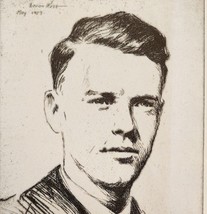 1927 Aviation Charles Lindbergh Art Print Antique Levon West Portrait - $378.90 MXN