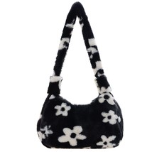 Women Flower Pattern Soft Plush Shoulder Bags Winter Casual Small Armpit Bag 202 - £19.89 GBP