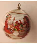 Vintage 197Os Silk Satin ornament Santa and Mrs Claus Christmas Tree Ball - £5.50 GBP