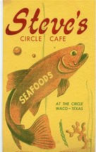 Steve&#39;s Circle Cafe Menu 1940&#39;s Highway 81 at The Circle in Waco Texas Seafoods - £61.71 GBP
