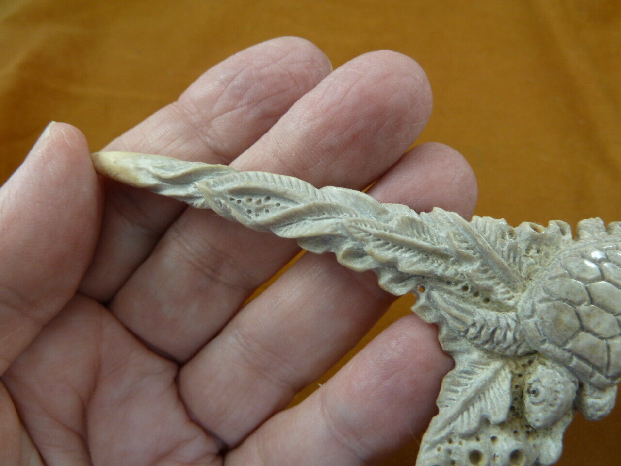 (TURT-SEA-30) Sea turtles + coral of shed ANTLER figurine Bali detailed carving Item image 6