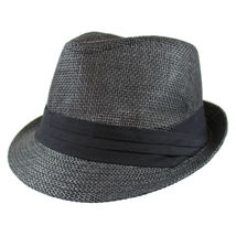 Black Fedora Panama Straw Hats with Band Unisex Summer  - £15.61 GBP