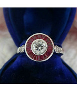 Art Deco Engagement Ring 2.35Ct Round Simulated Diamond 14k White Gold S... - £212.36 GBP