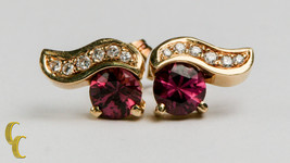 Donna 14K Oro Giallo Rosa Tormalina (2.0 K) &amp; Diamante Orecchini - $1,372.09