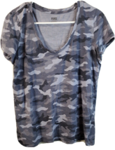 PINK Victoria&#39;s Secret T Shirt Womens Medium Gray Camouflage Print Knit Pullover - £11.79 GBP