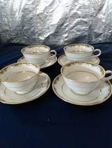 Vintage Noritake Warrington Coffee Tea Cup &amp; Saucer #6972 Set of 4 gold rim MCM  - £25.54 GBP