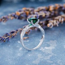 4ct Natural Green Emerald Gemstone 925 Silver Engagement Wedding Ring For Her - £116.35 GBP