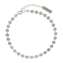 925 Sterling Silver Geometry Small Round Diskette Linked Chain Bracelet 8&quot; - £56.09 GBP