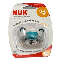 NUK Orthodontic Pacifier 0-6 Months Silicone Nipple White Teal Panda Bea... - £7.17 GBP