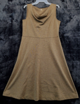 Lands&#39; End Fit &amp; Flare Dress Womens Small Brown Polyester Sleeveless Cowl Neck - £15.05 GBP