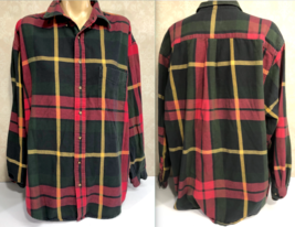 Eddie Bauer Red Plaid 100% Cotton Mens XL Tall Long Sleeve Button Shirt - £12.16 GBP
