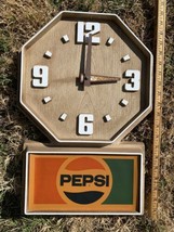 Vintage 1980's Pepsi Faux Wood Plastic Electric Clock Impact International - $34.65