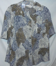 Kathy Che Vintage Womens size 14 Button Blouse Top Animal Print Party Luau Shirt - £5.49 GBP