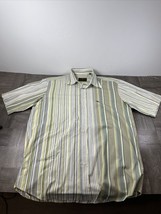 Etro Shirt Men’s 41 Green Short Sleeve Button Up Dress Striped - £14.69 GBP