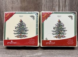 Pimpernel Spode Christmas Tree Cork Backed Coasters 2 Packages 12 4&quot; Tot... - £21.66 GBP