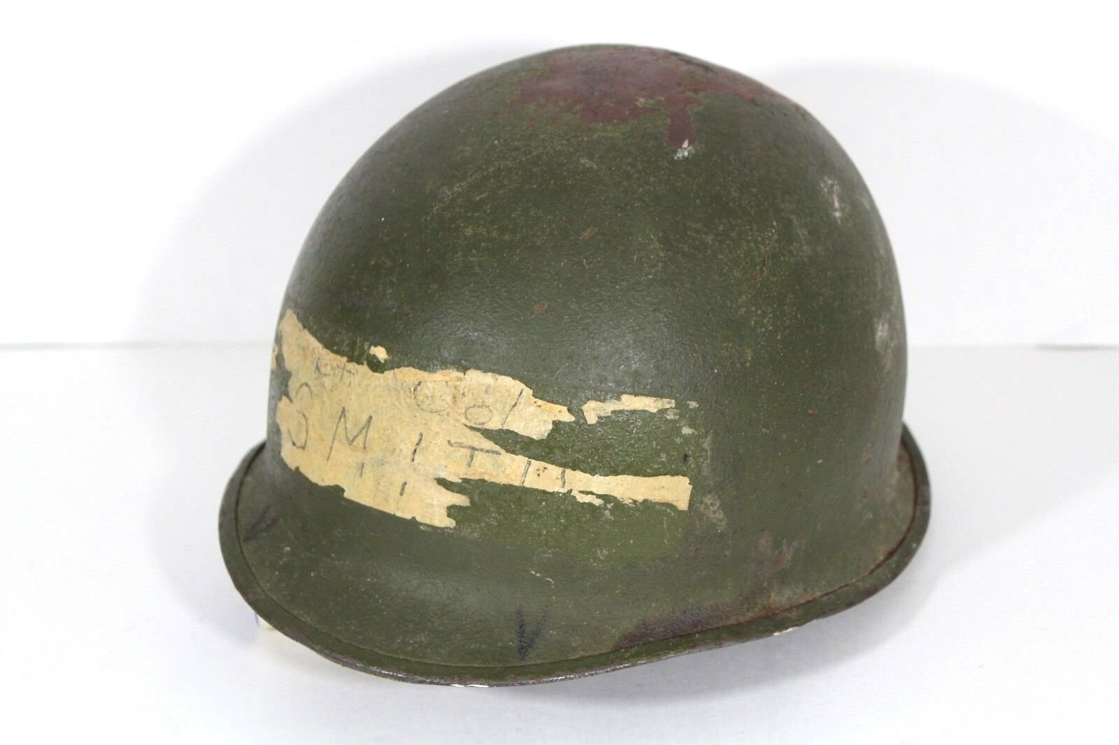 US Post WW2 Korean War Era Steel Pot Helmet with Liner 8th Army Task Force Green - $108.85