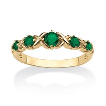 14K Gold Emerald Round Birthstone &quot;X &amp; O&quot; Gp Size 5,6,7,8,9,10 - £62.92 GBP