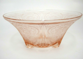 Hazel Atlas Royal Lace 3-Toed Footed Serving Bowl Pink Depression Glass 10&quot; - £11.93 GBP