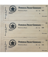 1920 Federal Trust Checks Lot of 3 City Hotel Waterville Maine 499-501 F... - $42.03 CAD