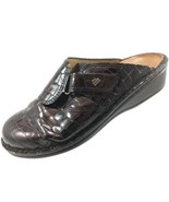 SH25 Finn Comfort EUR 39 US 8-8.5 Brown Patent Leather Croc Reptile Clog... - £20.22 GBP