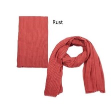 New ABS Over-sized Crinkle Oblong Scarf with Self Fringes Soft Wrap Shawl Rust - £6.14 GBP