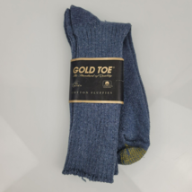 NOS Men Gold Toe Cotton Fluffies Socks Blue Vintage USA made 10-13 NEW - £17.91 GBP